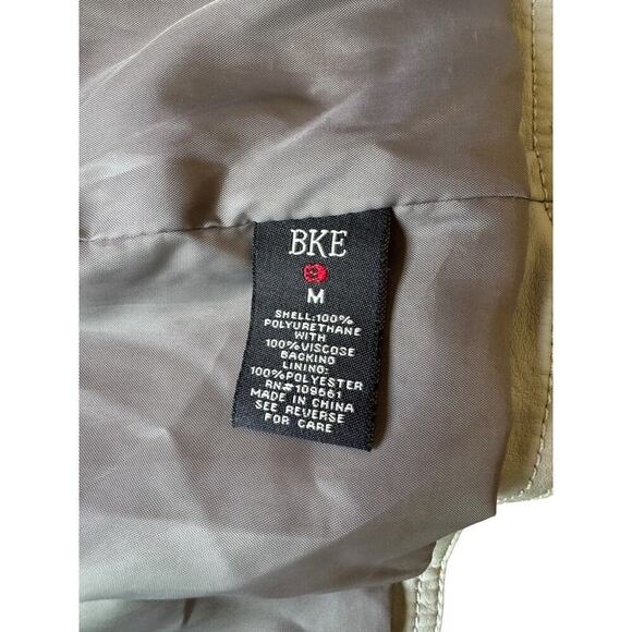 BKE Asymmetrical Zip Front Faux‎ Leather Jacket - Light Gray - Zipper Sleeve - M - Picture 13 of 15